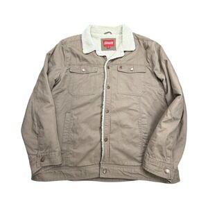 Coleman Canvas Jacket Mens XXL Brown Sherpa Lined Cotton Rugged Workwear
